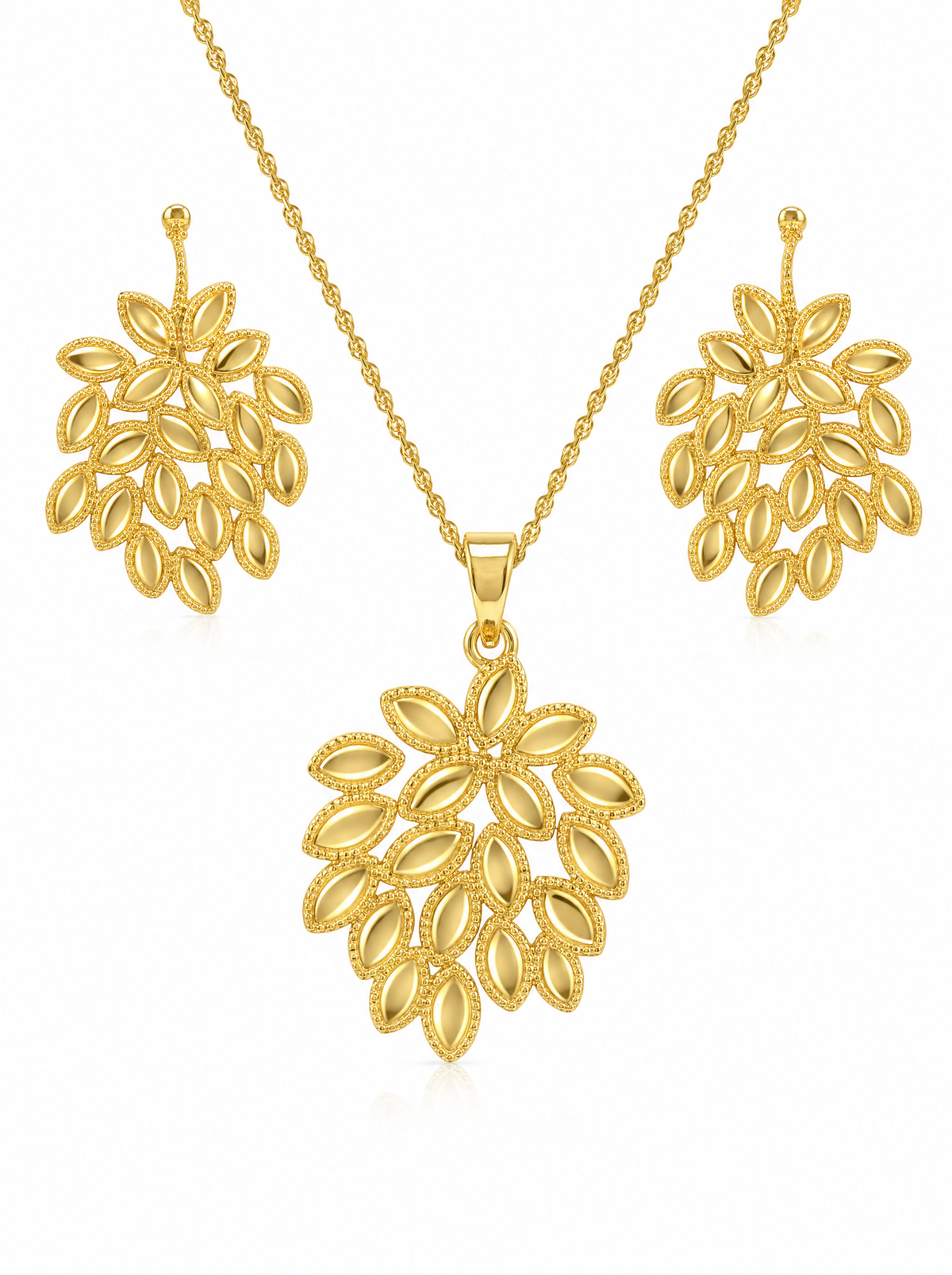 Bladeren Cluster Sieradenset – Ketting & Oorbellen