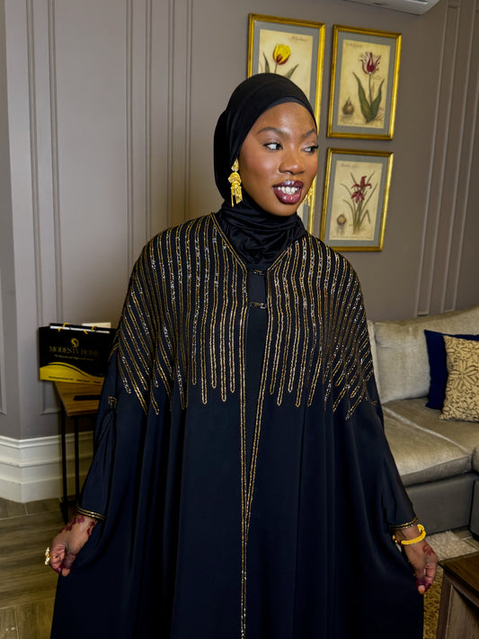 Royal Noire Abaya - Gold