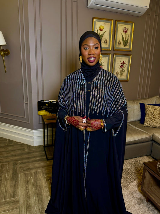 Royal Noire Abaya - Silver