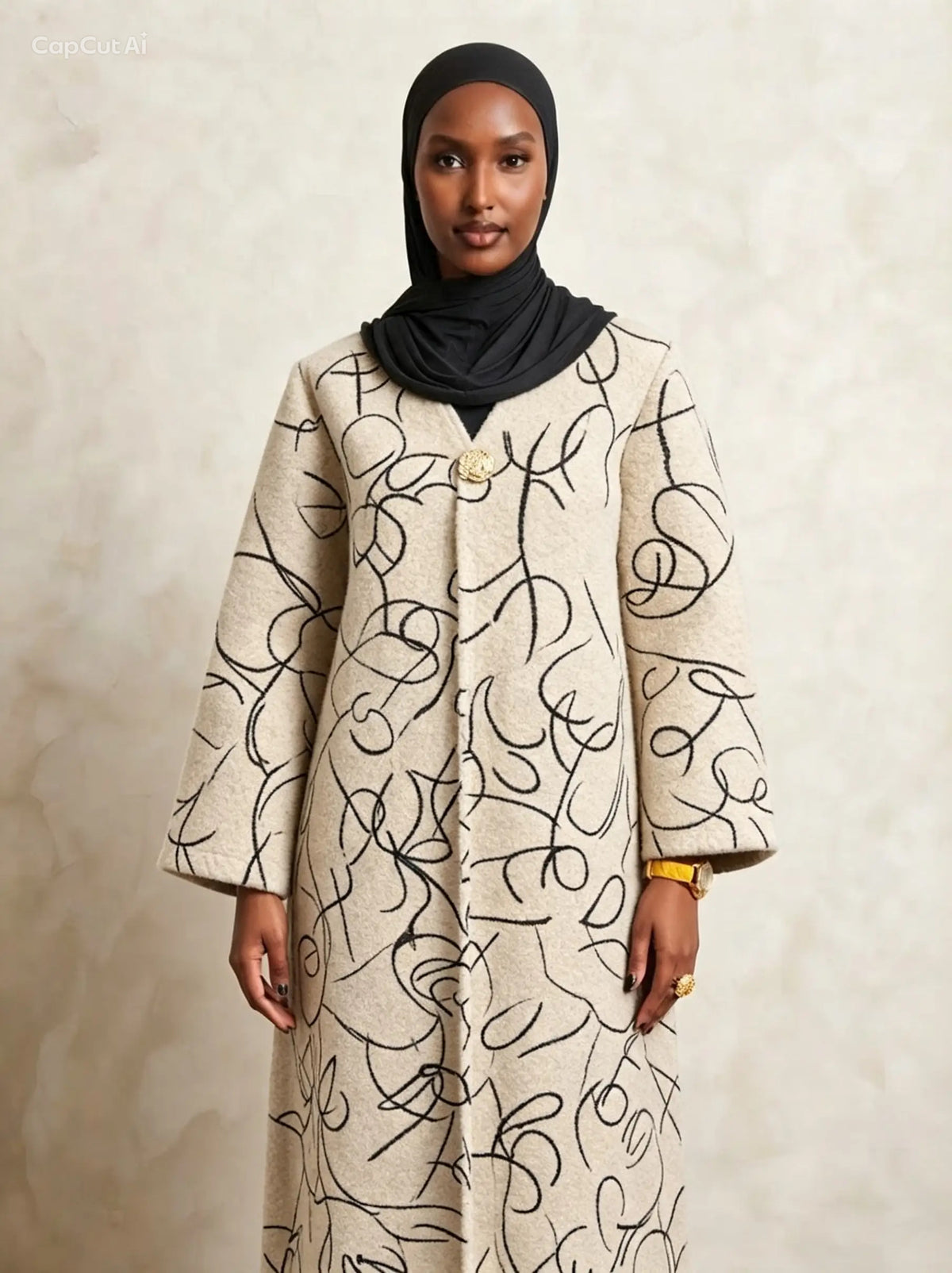 Wollen Coat met Broche