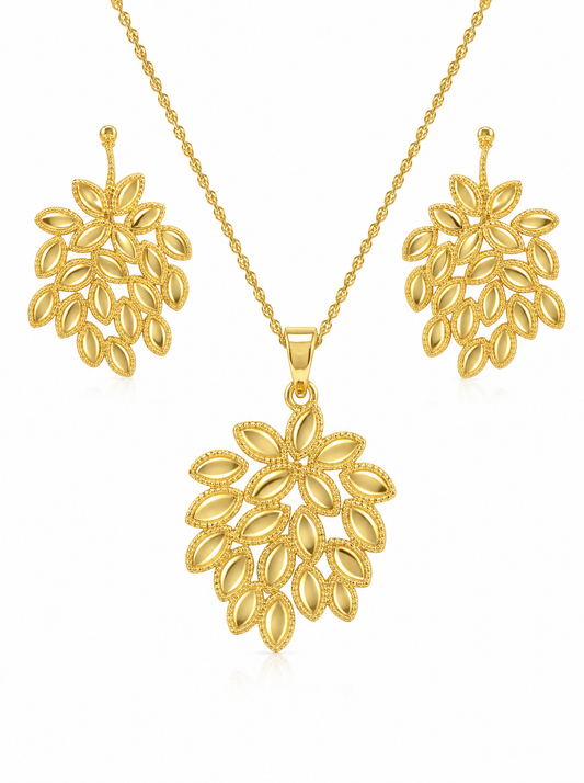 Bladeren Cluster Sieradenset – Ketting & Oorbellen