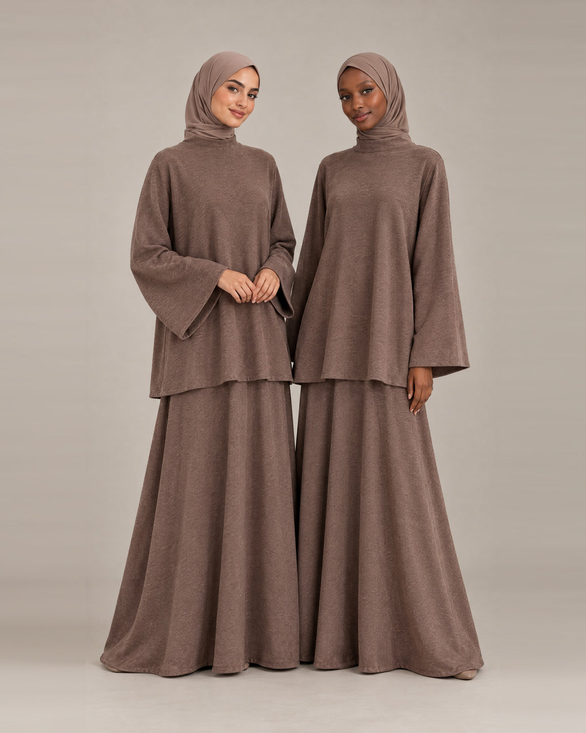 Ensemble Jupe Col Montant - Chocolat