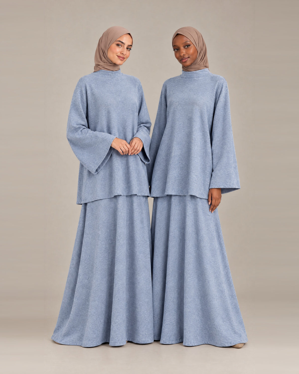 Ensemble Jupe Col Montant - Bleu jeans