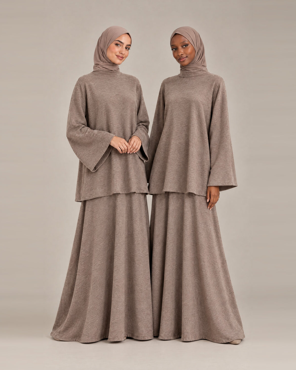 Ensemble Jupe Col Montant - Taupe