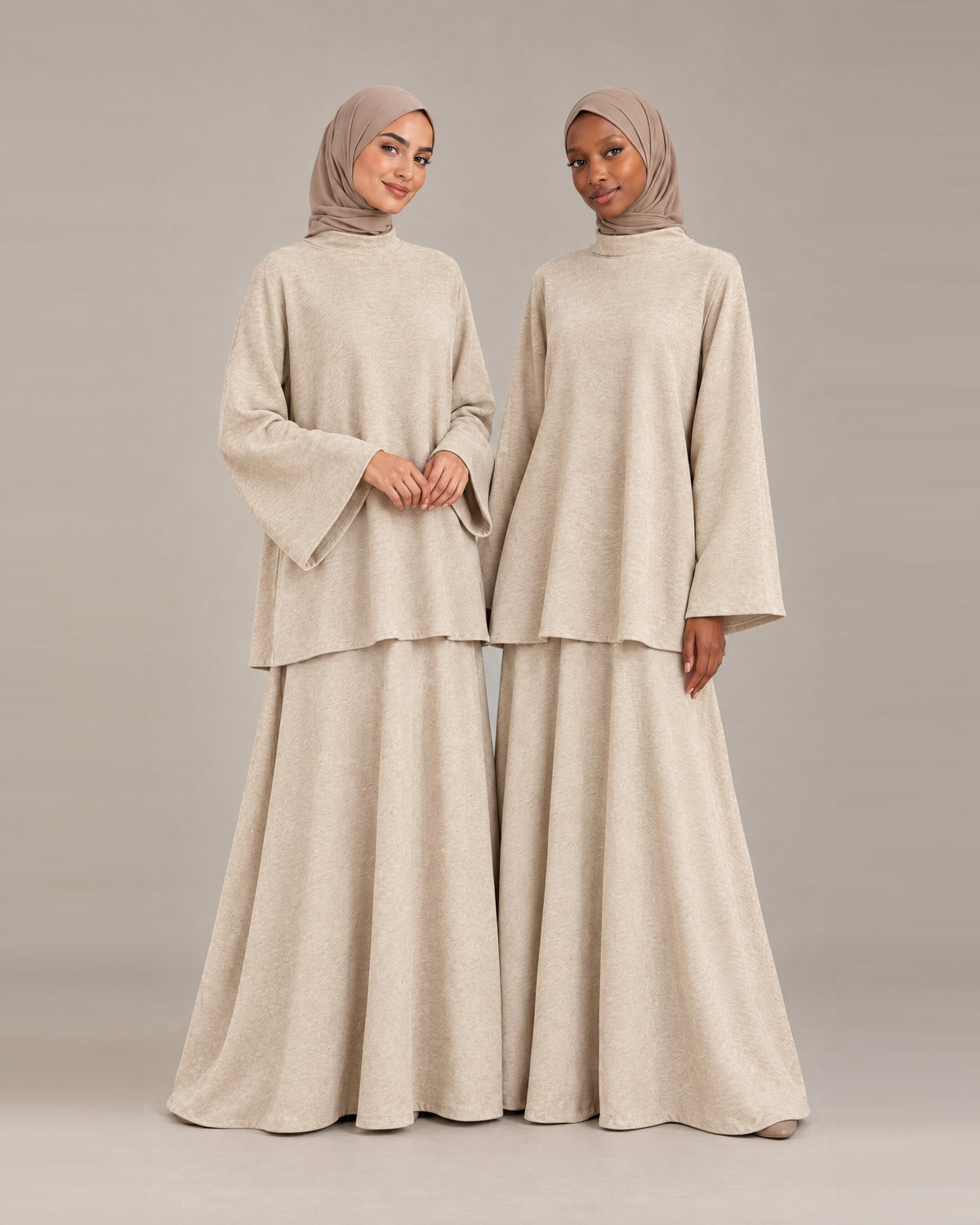 Ensemble Jupe Col Montant - Beige