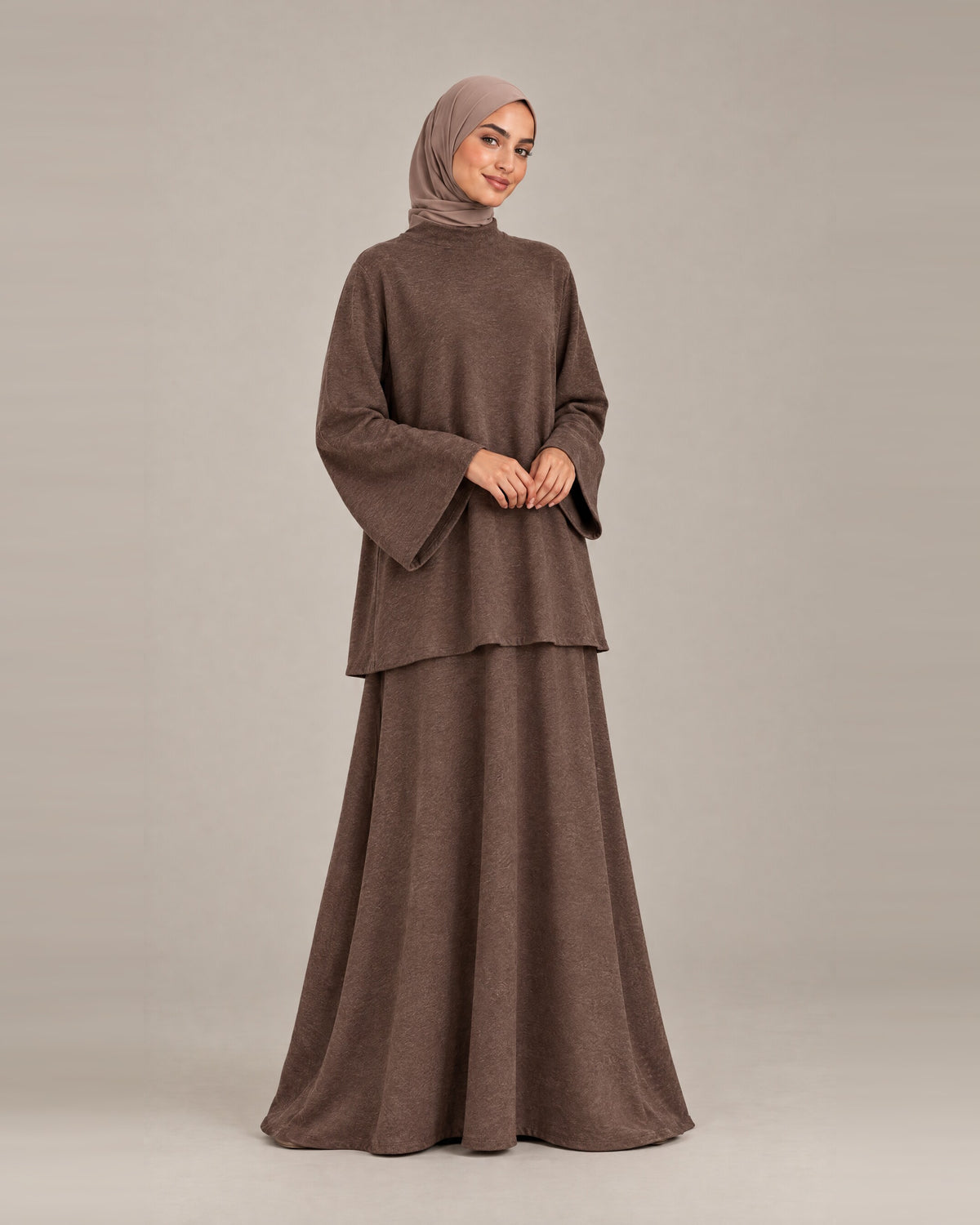 Ensemble Jupe Col Montant - Chocolat
