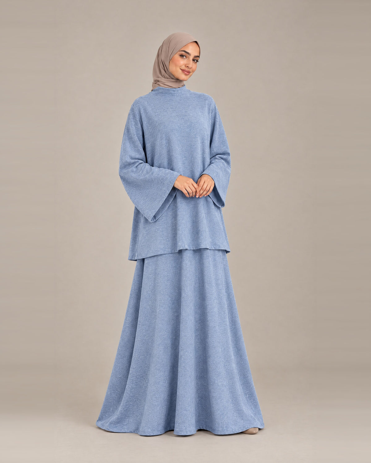 Ensemble Jupe Col Montant - Bleu jeans