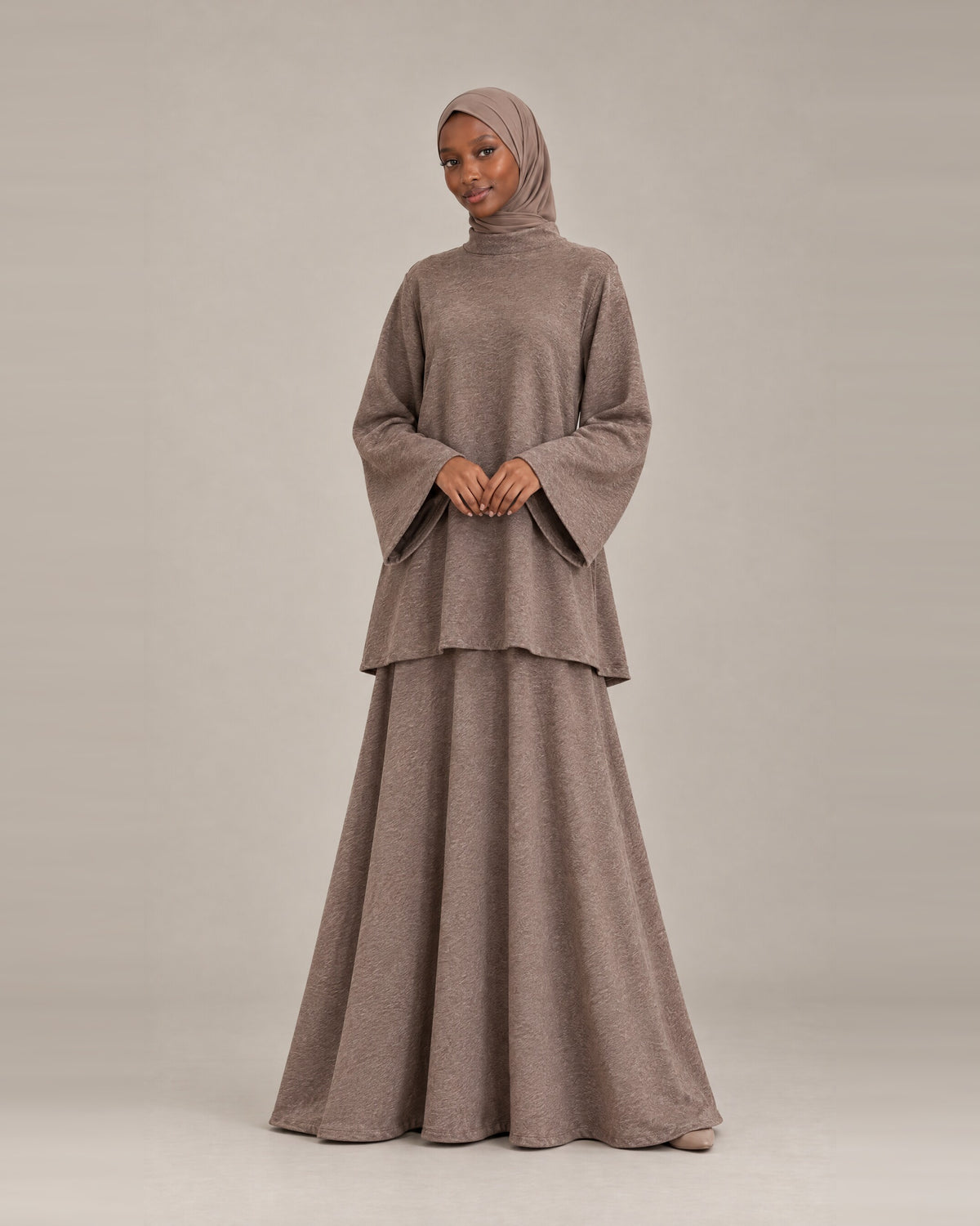 Ensemble Jupe Col Montant - Taupe