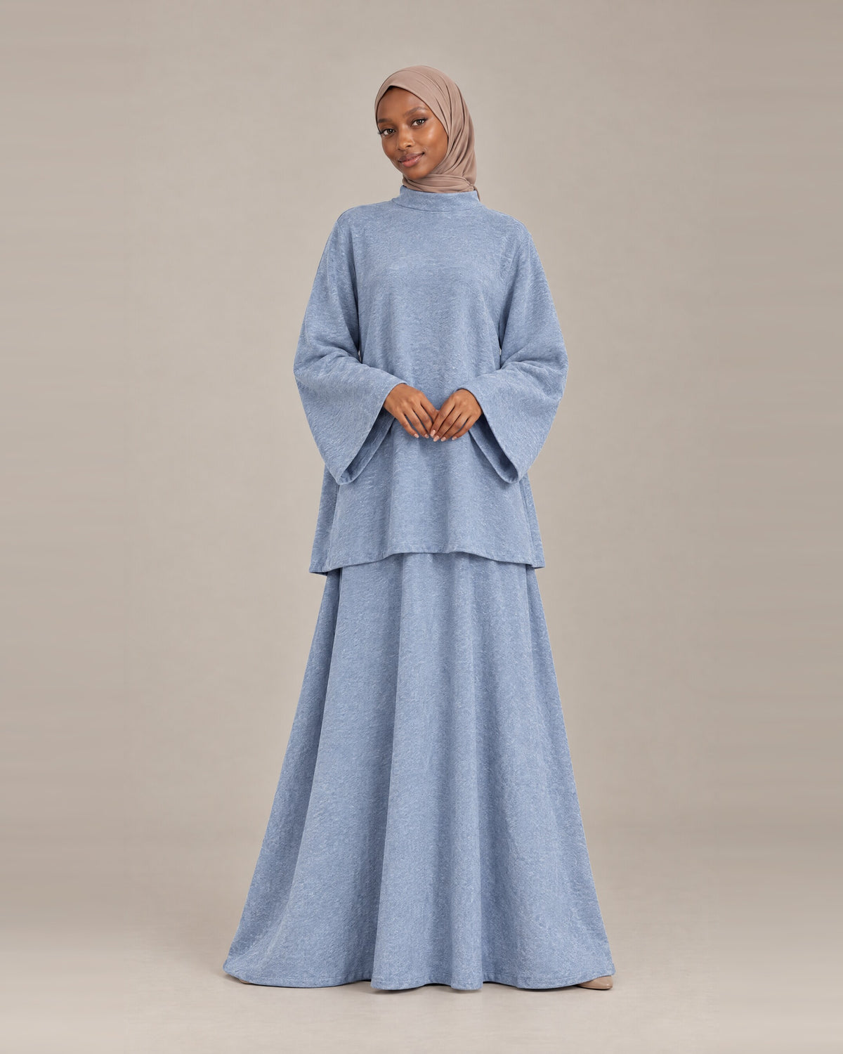 Ensemble Jupe Col Montant - Bleu jeans