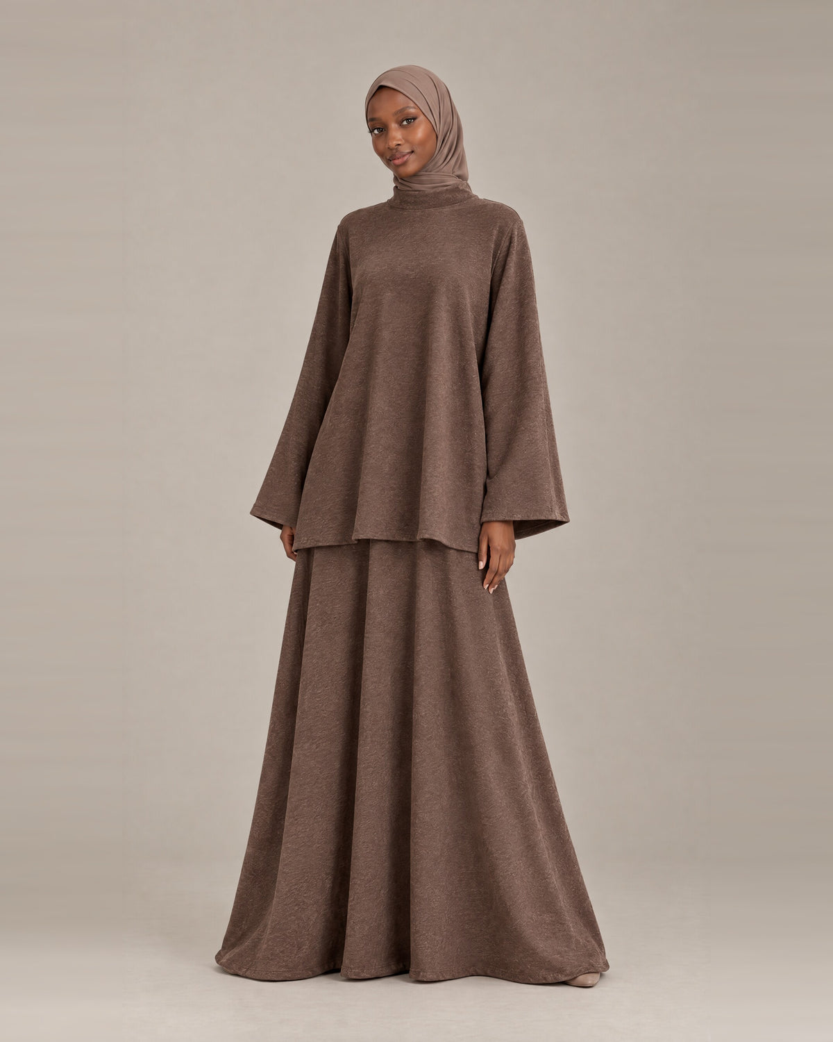 Ensemble Jupe Col Montant - Chocolat